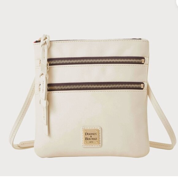 Dooney & Bourke Penrose Triple Zip Flat Crossbody Cream - Picture 1 of 12